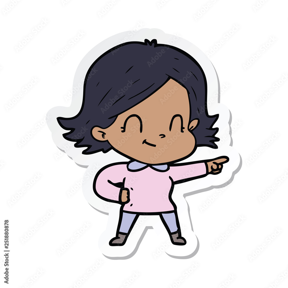 sticker of a cartoon friendly girl sticker of a cartoon friendly girl