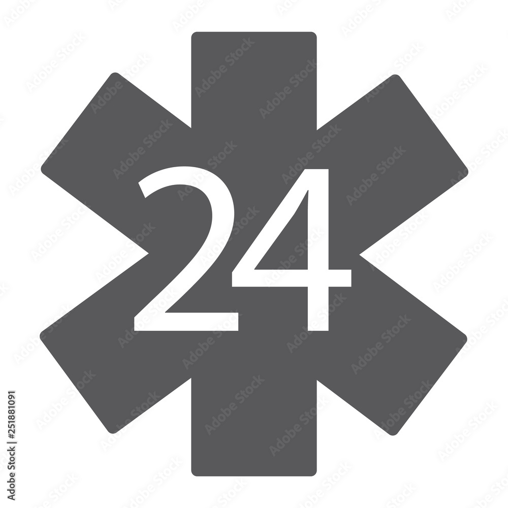 Life star glyph icon, medical and emblem, 24 hours sign, vector graphics, a solid pattern on a white background. Life star glyph icon, medical and emblem, 24 hours sign, vector graphics, a solid pattern on a white background.