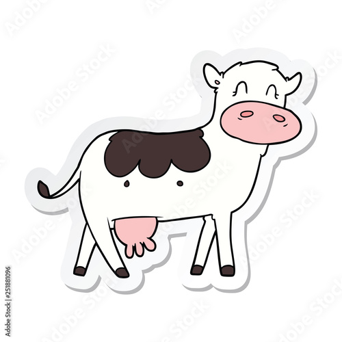 sticker of a cartoon dairy cow