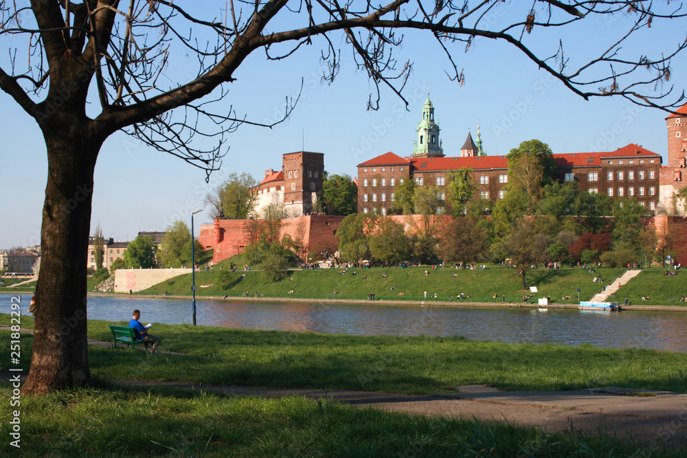 Spring in Krakow (Wawel and Vistula river), Poland