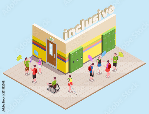 Inclusive Education Isometric Composition