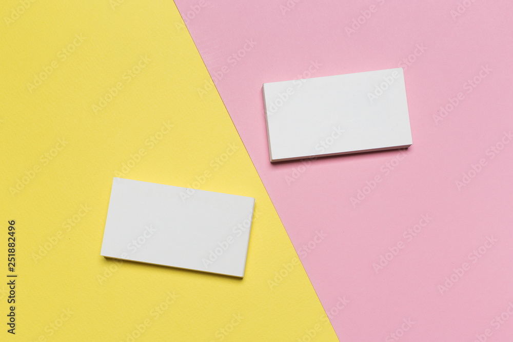 Business cards Mockup on two color background