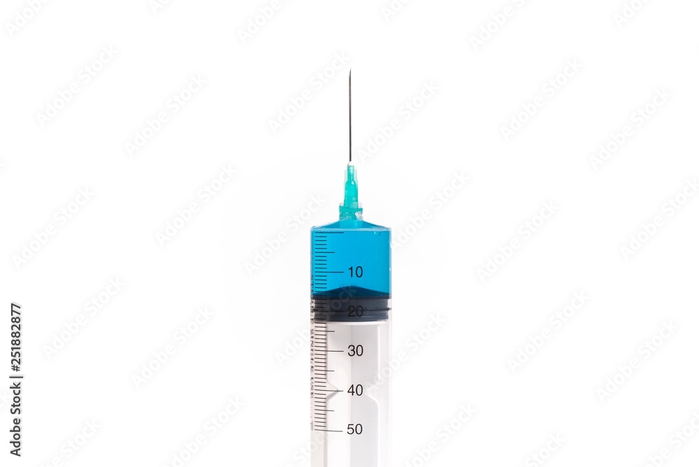 Syringe injection with needle isolated on white background Syringe injection with needle isolated on white background