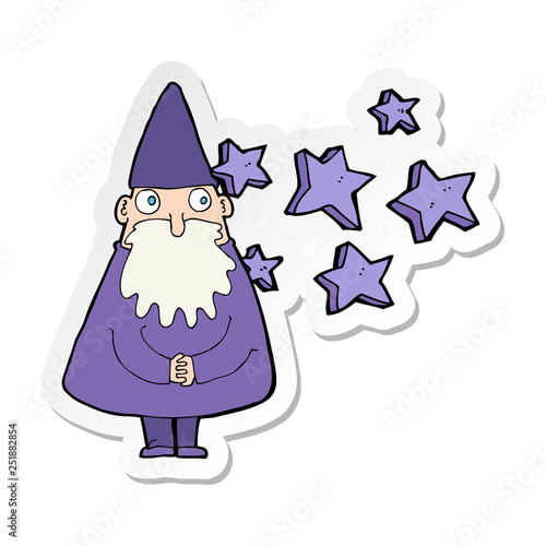 sticker of a cartoon wizard