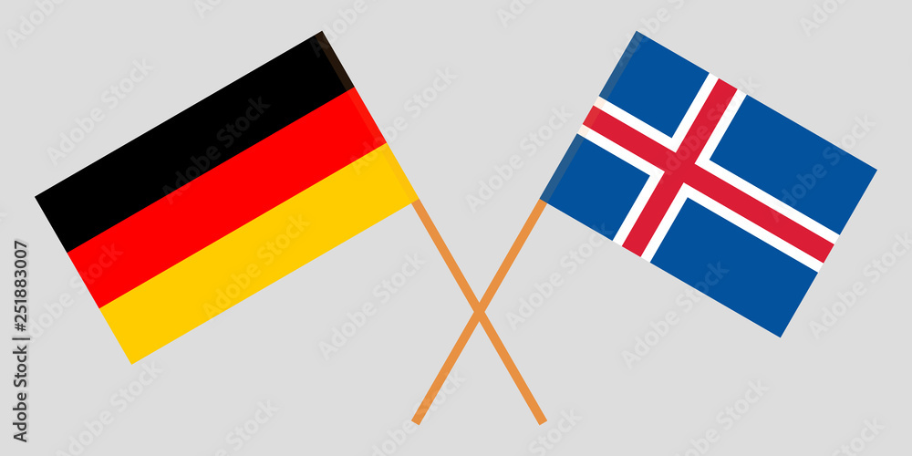 Iceland and Germany. The Icelandic and German flags. Official colors. Correct proportion. Vector