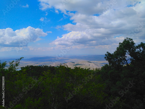 A mountain slope overlooking the sea