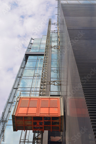 construction elevator on building