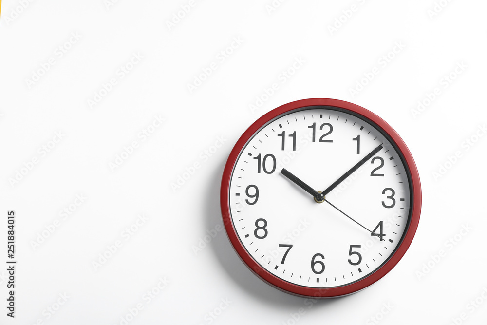 Big beautiful stylish clock on white background, space for text Big beautiful stylish clock on white background, space for text
