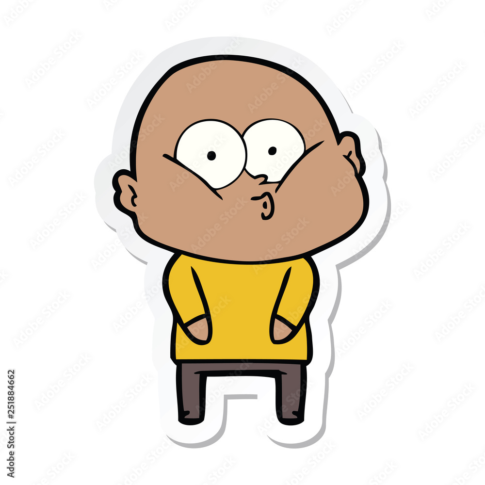 sticker of a cartoon bald man staring sticker of a cartoon bald man staring