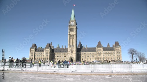 Ottawa, Canada - February 2019 - The United We Roll protest from Canadian Oil and Gas workers ends in front of Parliament hill photo
