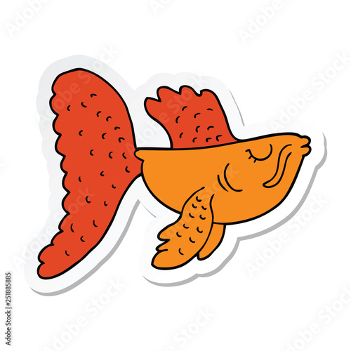sticker of a cartoon chinese fighting fish