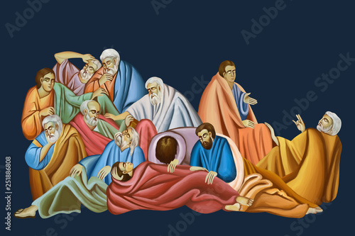 Photography Sleeping apostles, part of the illustration The Agony in the Garden of Gethsemane
