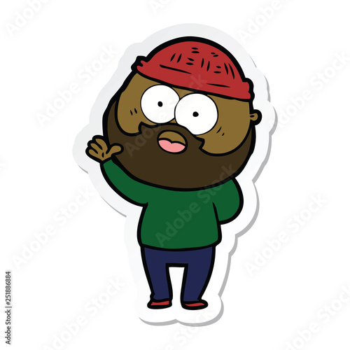 sticker of a cartoon bearded man