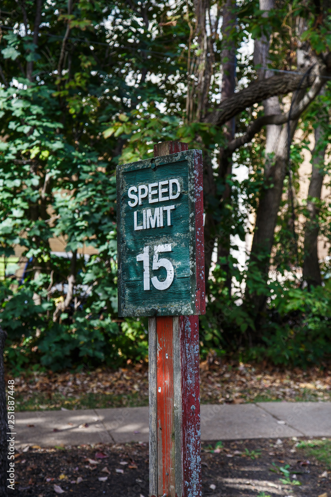 A speed limit sign for driving