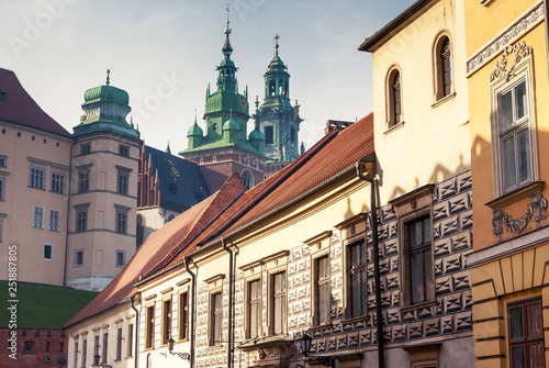 Fantastic view of the ancient city Krakow on a sunny day.