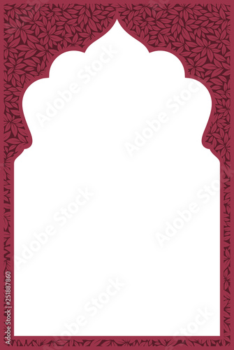 Indian frame with leaves texture on white background - Vector