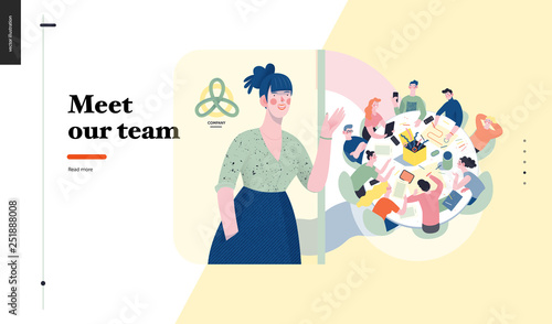Technology 1 -Meet our team - modern flat vector concept digital illustration team metaphor, company presentation. Business workflow and team management Creative landing web page design template