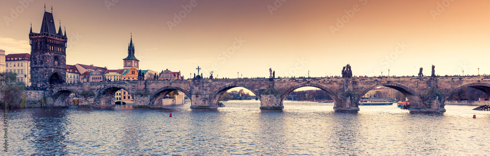 Stunning image of Charles bridge in Prague.