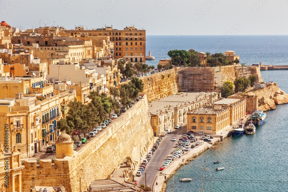 Stunning image of the Grand Harbour, ancient city Valletta.