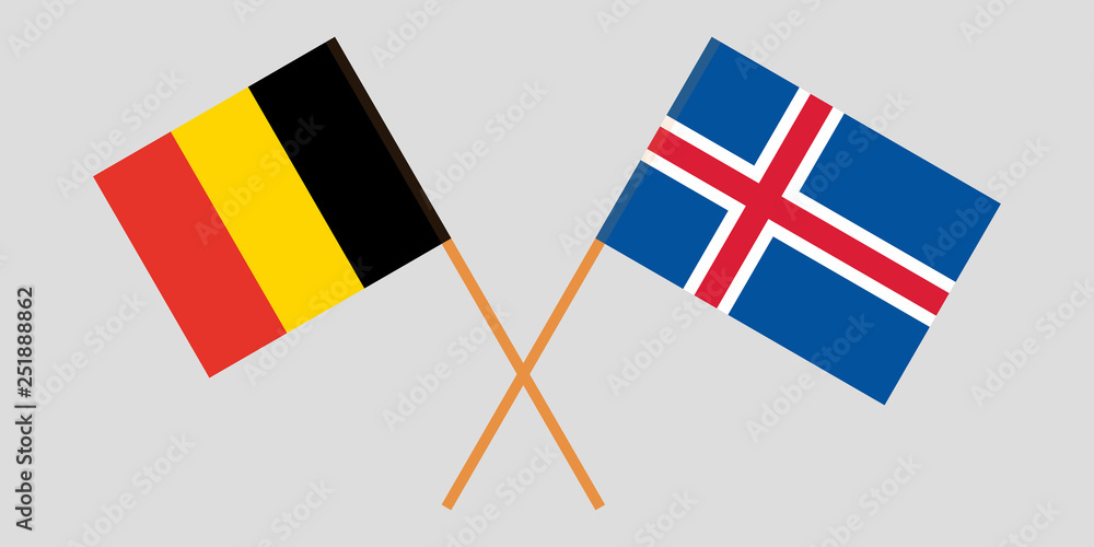 Iceland and Belgium. The Icelandic and  Belgian flags. Official colors. Correct proportion. Vector