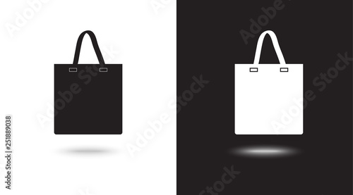 shopping bag - Vector icon on black and white background