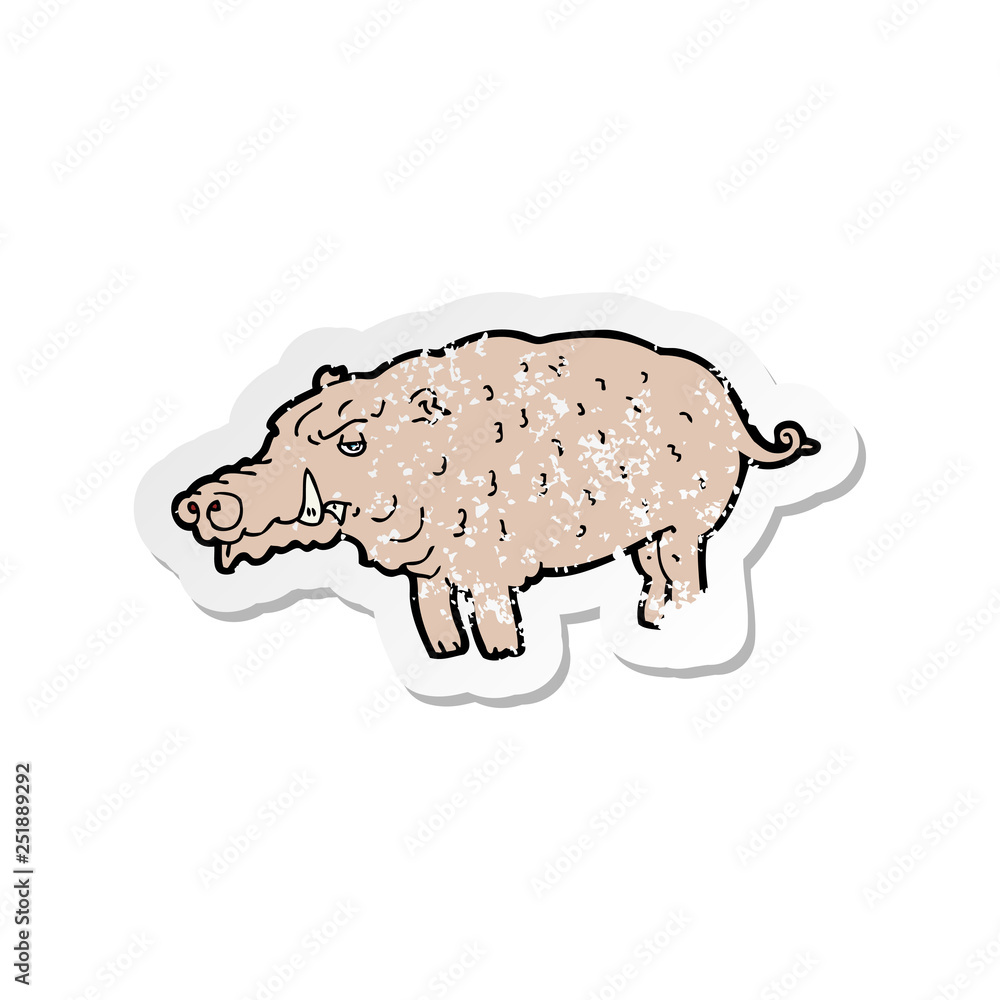 retro distressed sticker of a cartoon hog retro distressed sticker of a cartoon hog