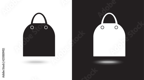 shopping bag - Vector icon on black and white background