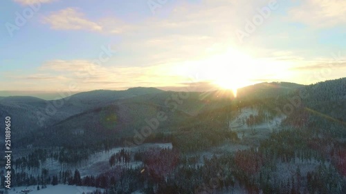 Winter mountain sunrise photo