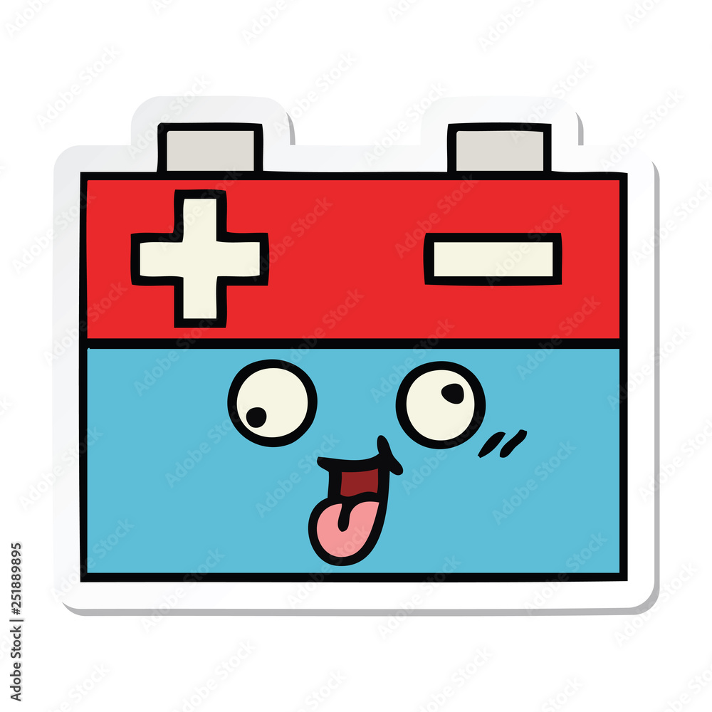 sticker of a cute cartoon car battery sticker of a cute cartoon car battery