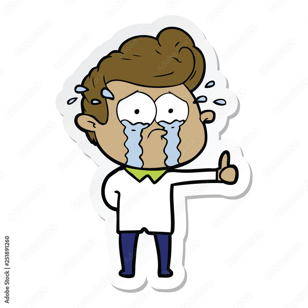 sticker of a cartoon crying man sticker of a cartoon crying man