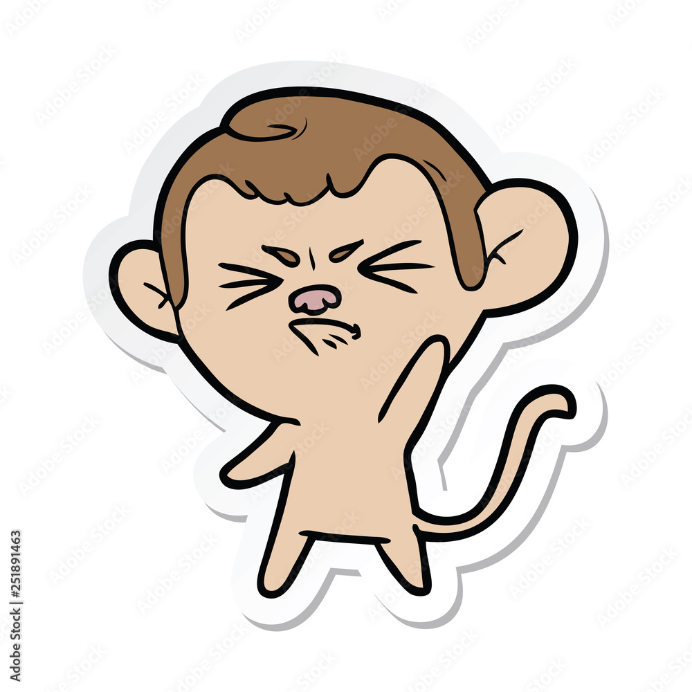 sticker of a cartoon annoyed monkey sticker of a cartoon annoyed monkey