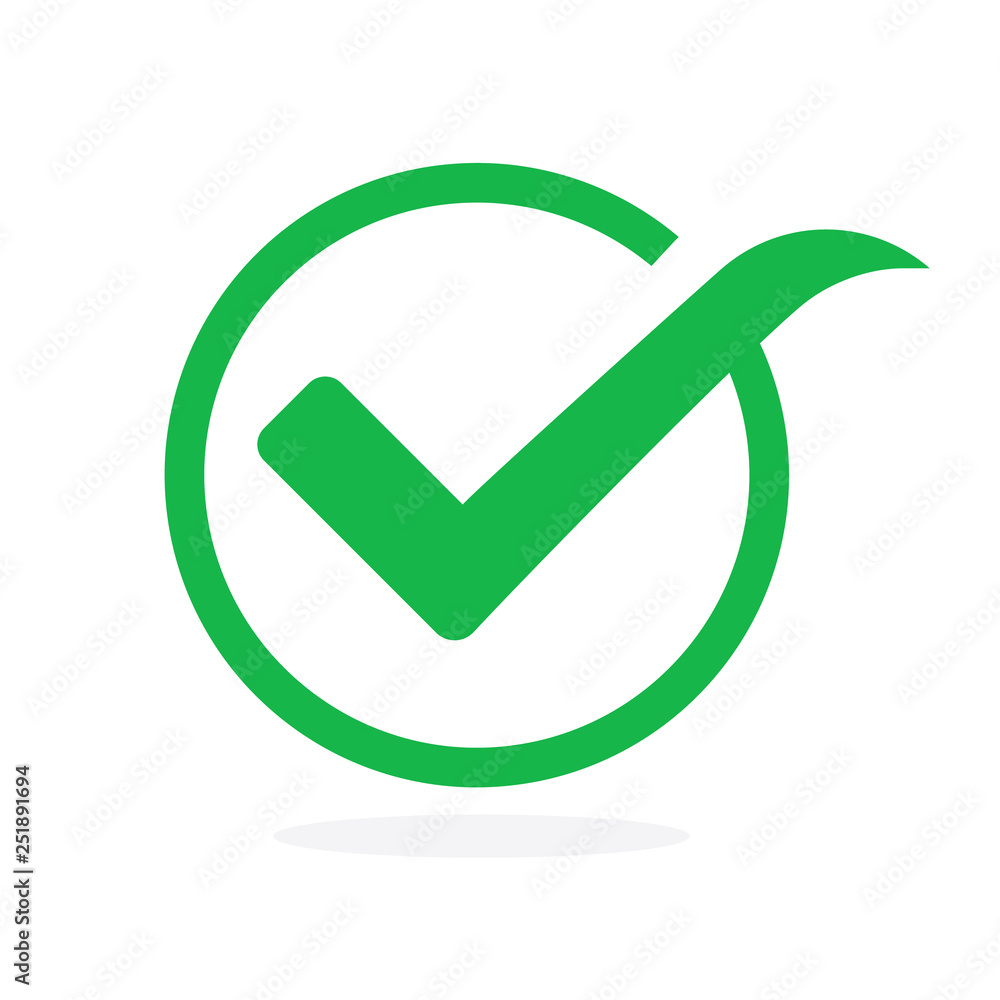 Tick icon vector symbol, green checkmark isolated on white background Tick icon vector symbol, green checkmark isolated on white background