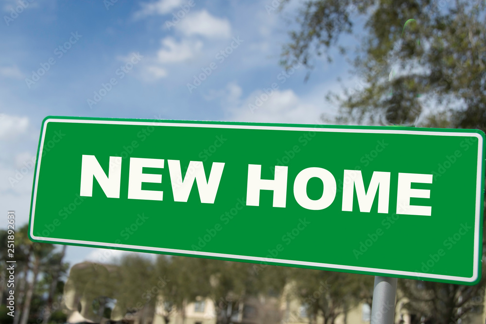 Street sign which shows that this street shows new house and place to live . Street sign which shows that this street shows new house and place to live .