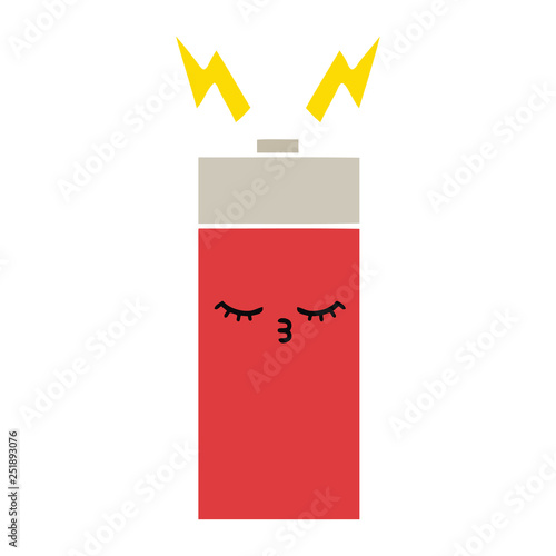 flat color retro cartoon battery