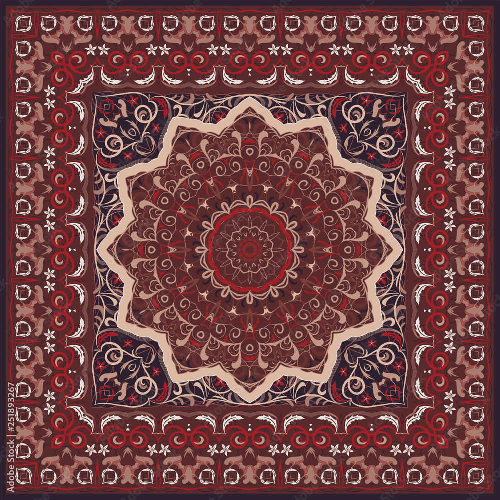 Ancient Arabic pattern. Red Persian carpet with rich ornament for fabric  design, handmade, interior decoration, textile. vector de Stock | Adobe  Stock
