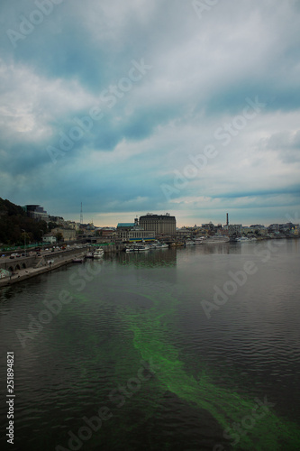 view from the bridge to the Dnieper in Kiev