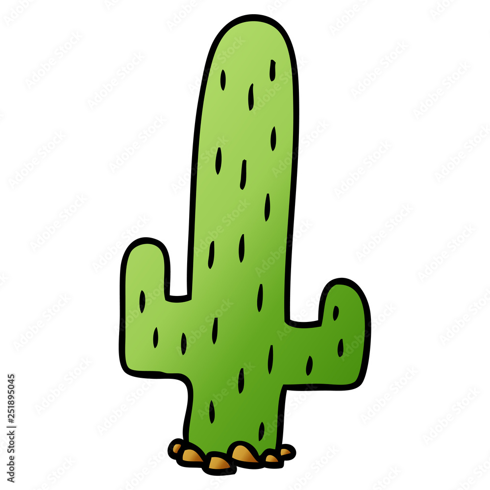 gradient cartoon doodle of a cactus gradient cartoon doodle of a cactus