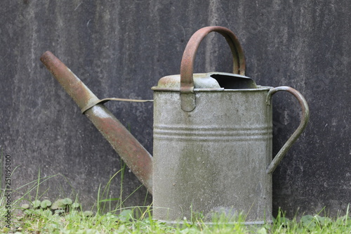 close-up view of watering can at municipal cemetery in Amsterdam, The Netherlands