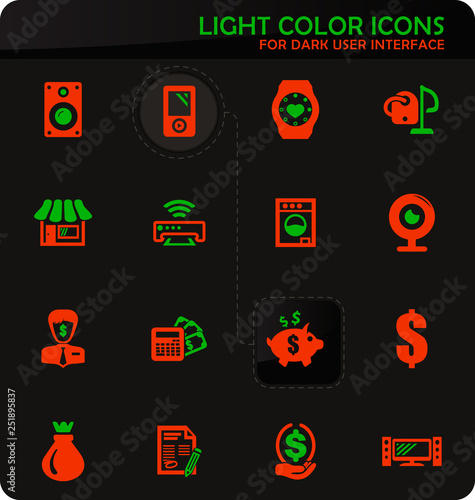 Pawn shop icons set
