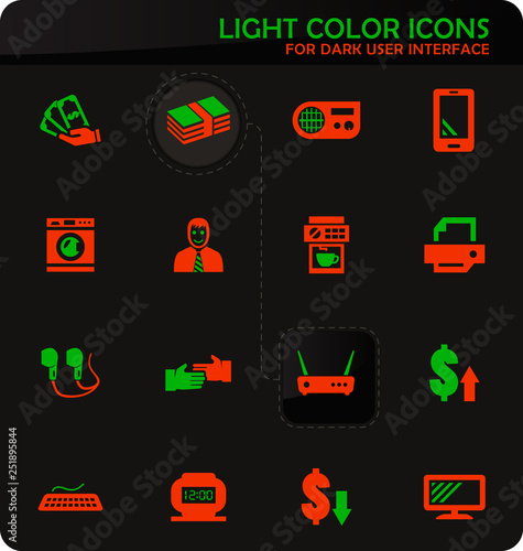 Pawn shop icons set
