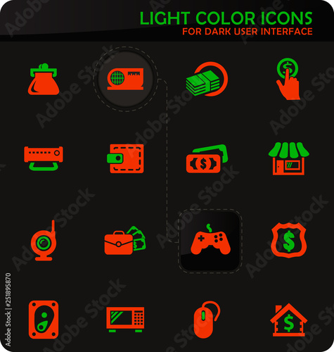 Pawn shop icons set