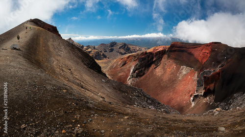 Photos Hikers walking next to the Red Crater on the Tongariro Alpine Crossing famous hi