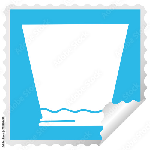 quirky square peeling sticker cartoon whisky tumbler