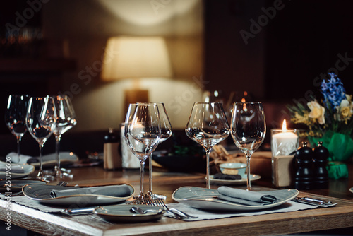 luxury tableware beautiful table setting in restaurant