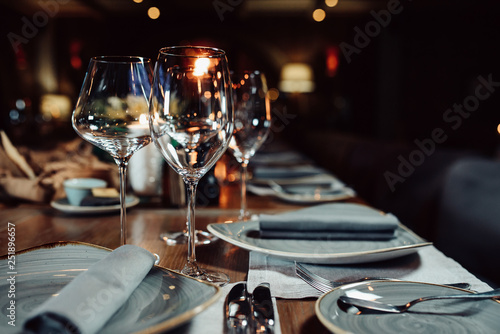 luxury tableware beautiful table setting in restaurant