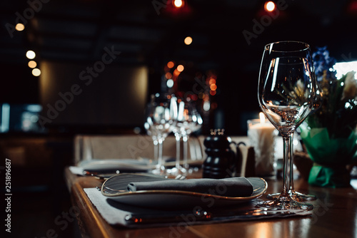 luxury tableware beautiful table setting in restaurant