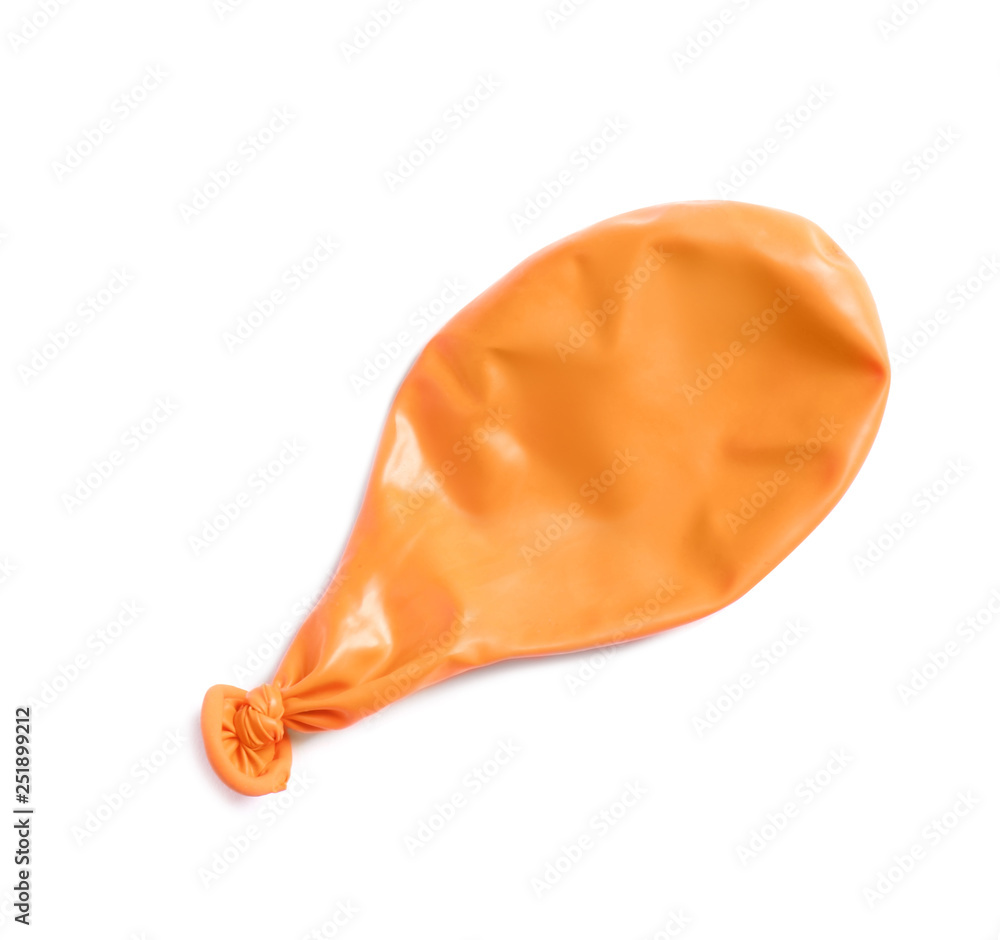 Deflated color air balloon on white background, top view Deflated color air balloon on white background, top view