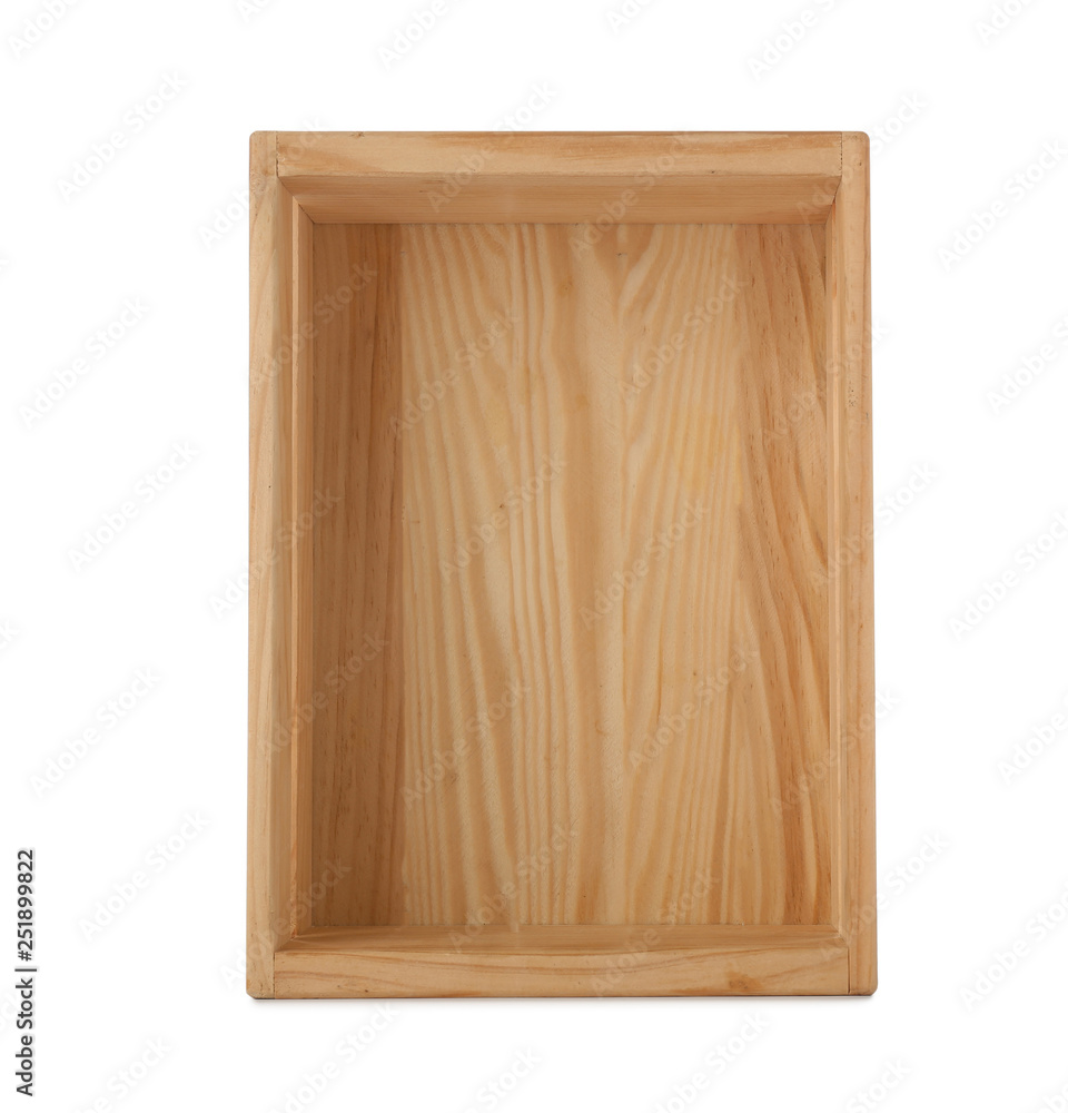 Empty wooden crate on white background, top view Empty wooden crate on white background, top view