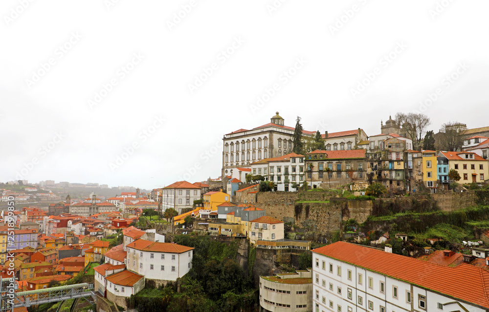 Panoramic view of old Porto Oporto city and Ribeira, Portugal