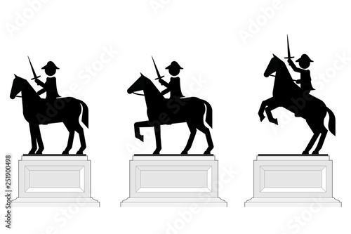 Various poses of pictographic equestrian statues